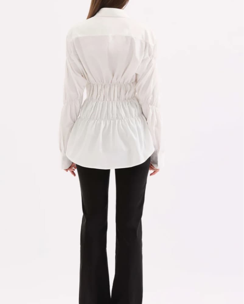 White Scrunched Button Up  - Image 4