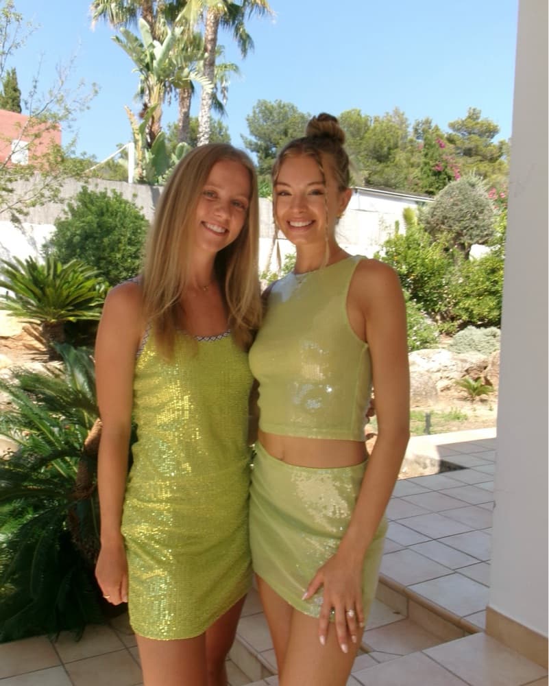 Green Sequin Two Piece Skirt Set - Image 2