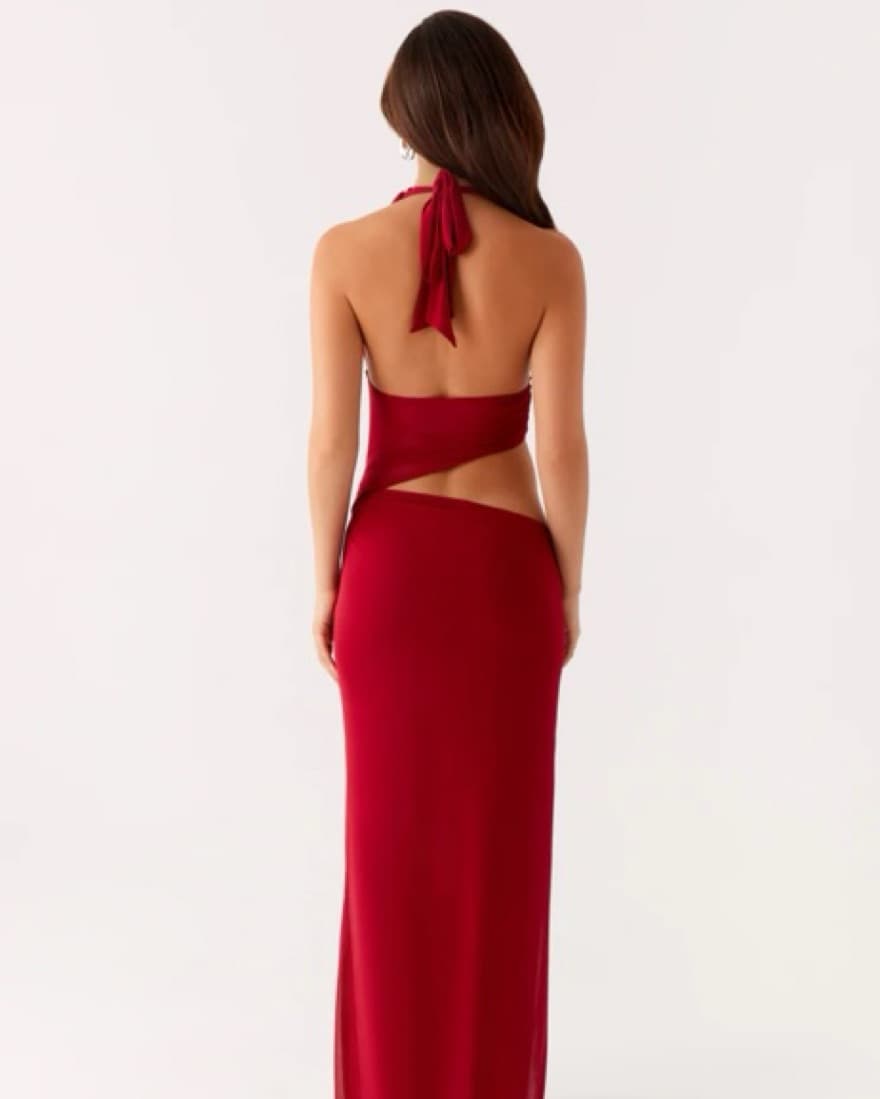 Peppermayo Red Halter Maxi Dress - Image 3