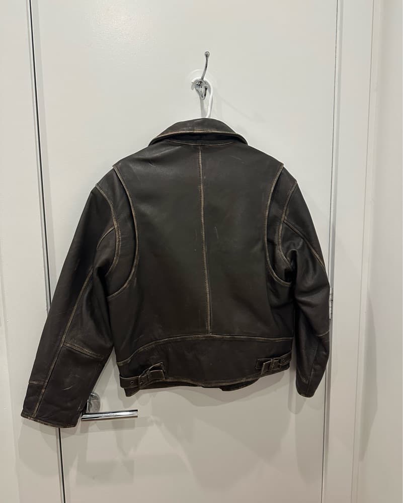 Mango Distressed Leather Jacket - Image 3