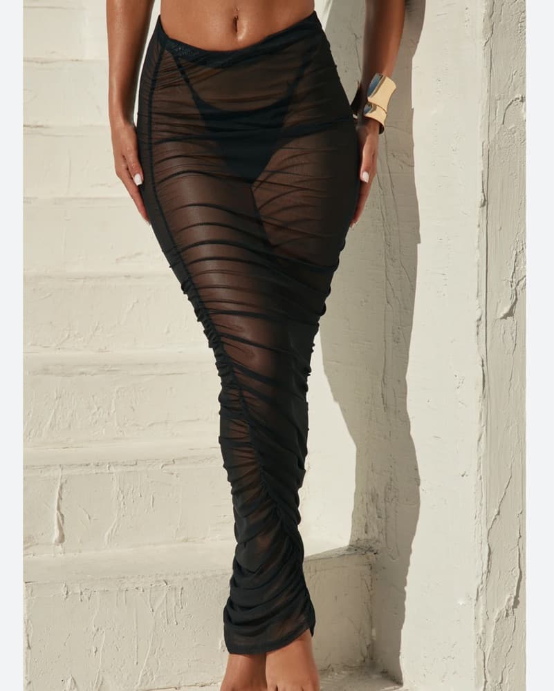 Black Mesh Maxi Skirt - Image 1