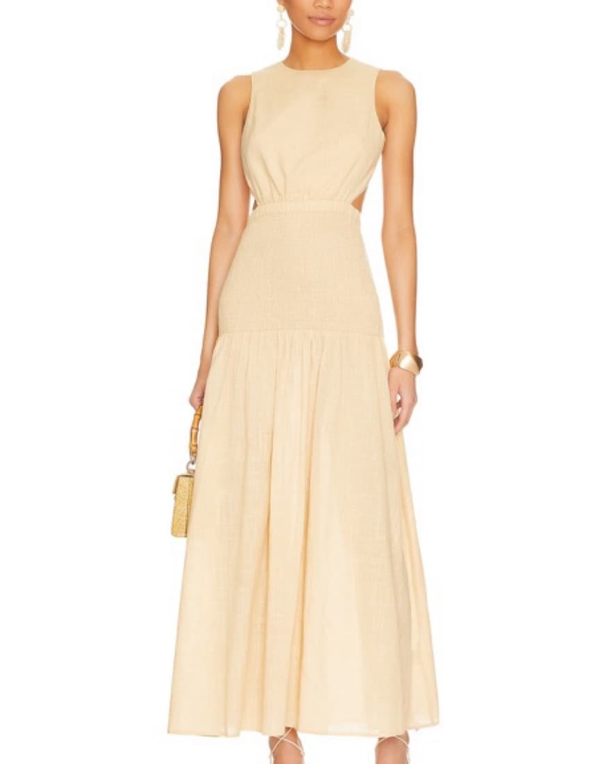 Linen Sundress - Open Back Nude/ Tan - Image 4
