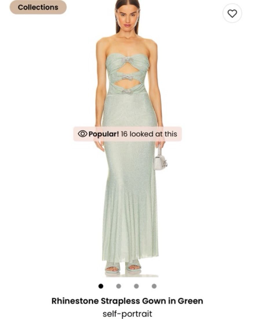 Rhinestone Strapless Gown in Green - Image 4