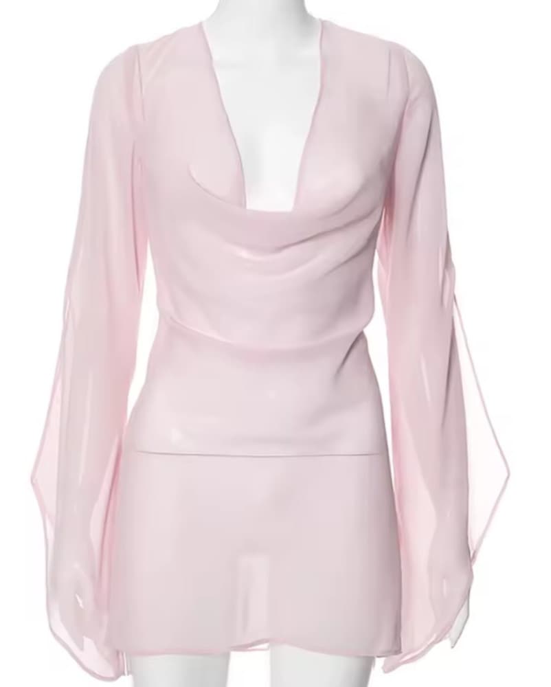 I AM GIA Chiffon Wrap Dress - Image 5