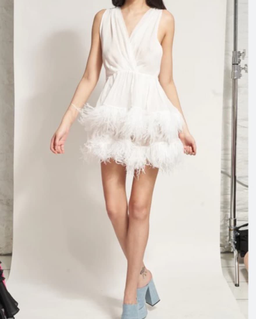 Dana Foley Vintage White Feather dress  - Image 2