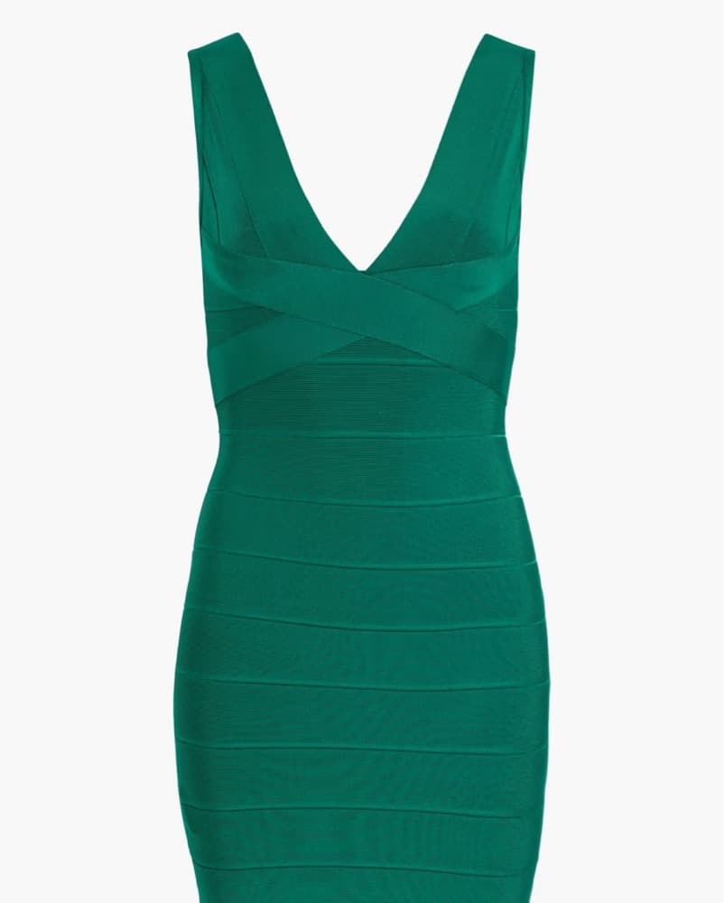 Hervé Léger V Neck Mini Bandage Dress  - Image 2
