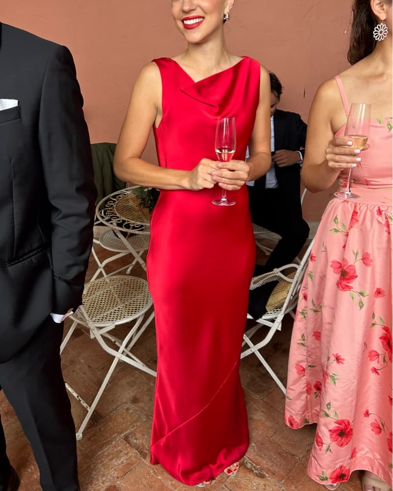 Norma Kamali Red Cowlneck Dress - Image 2