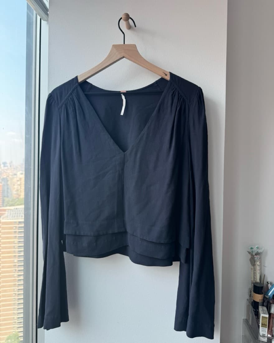 Navy Free People Sleeve Top - Image 1