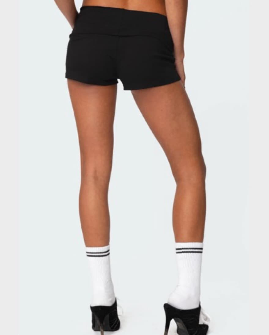 Black Knit Micro Shorts - Image 2