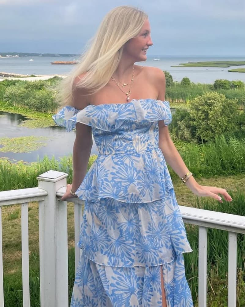 Floral Off-the-Shoulder Maxi Dress - Image 1