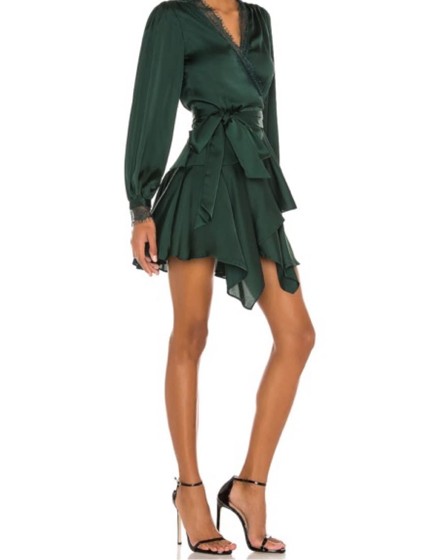 Emerald Green Mini Wrap Dress - Image 2