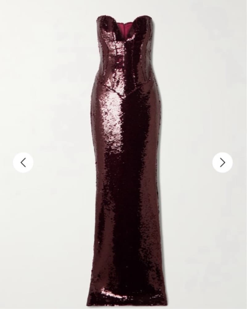 Alluring Burgundy Sequin Gown - Image 2