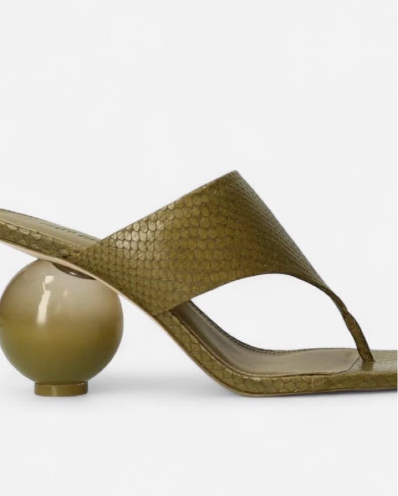 Cult Gaia Green Ball Snakeskin Heels - Image 2