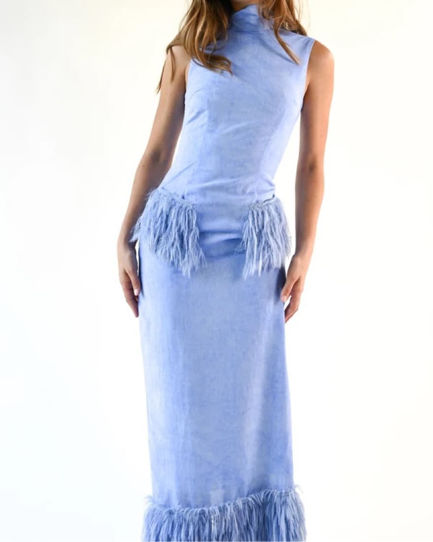Feathered Baby Blue Dress YLLW The Label - Image 4