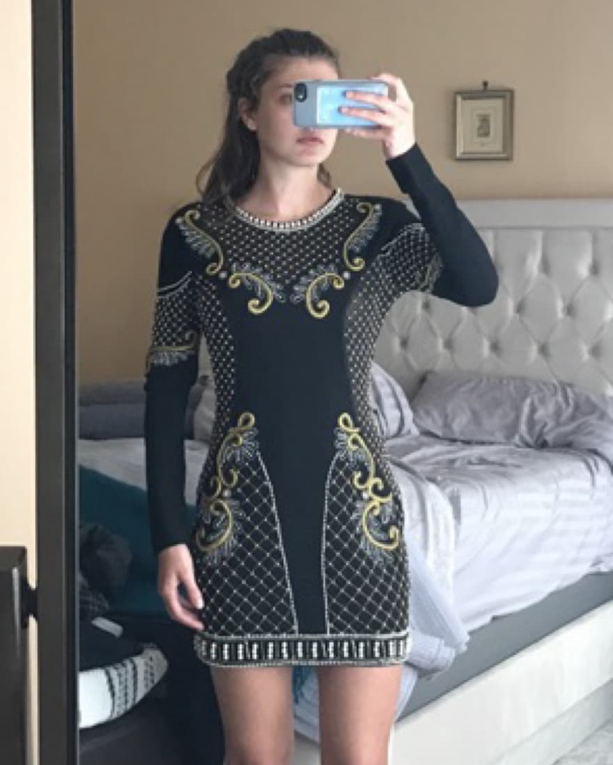 Fully Beaded Embellished Mini Dress - Image 3