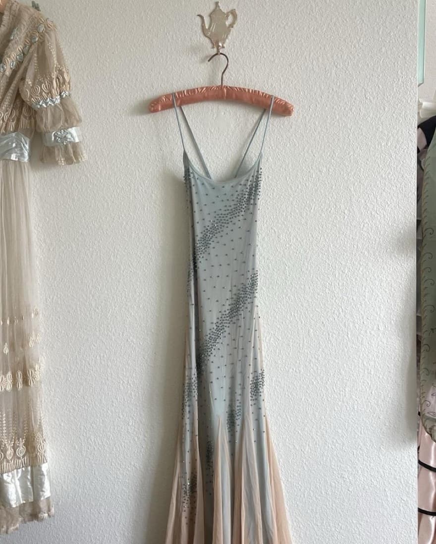 Vintage 90s Mermaid Style Beaded Dress - Image 2