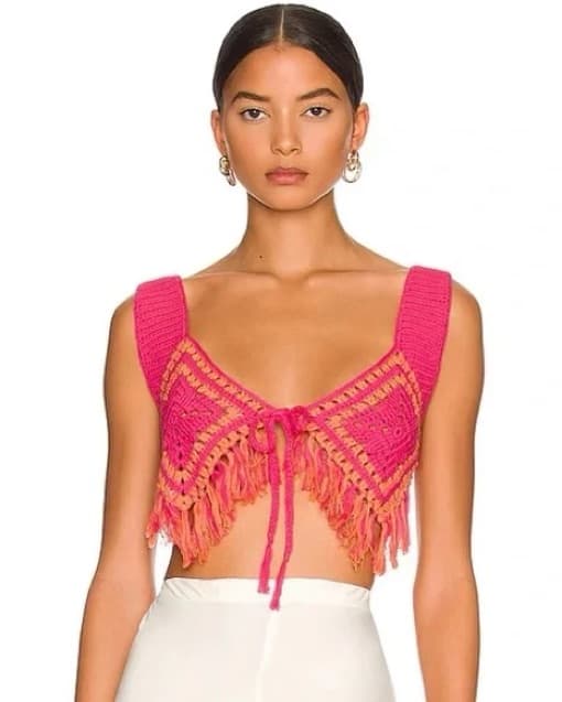 Canila Coelhi Crochet Pink Orange Top - Image 1