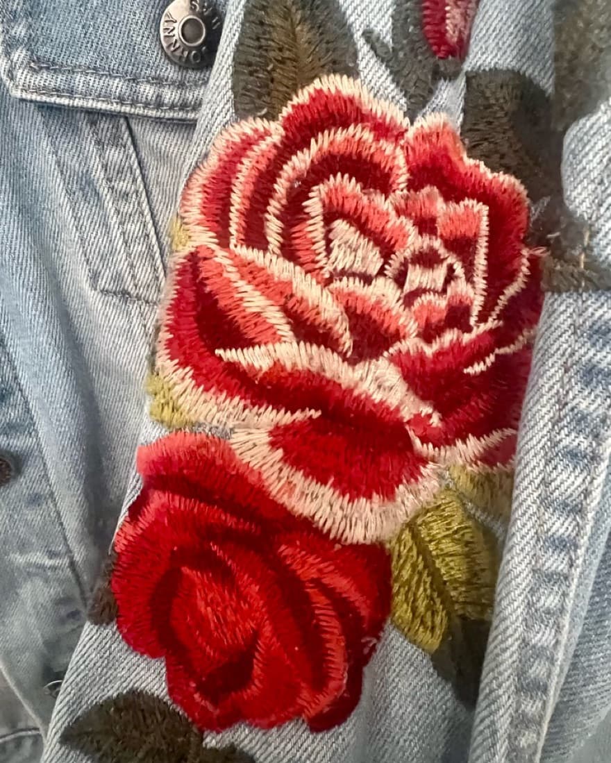 Rose Embroidered Denim Jacket  - Image 5