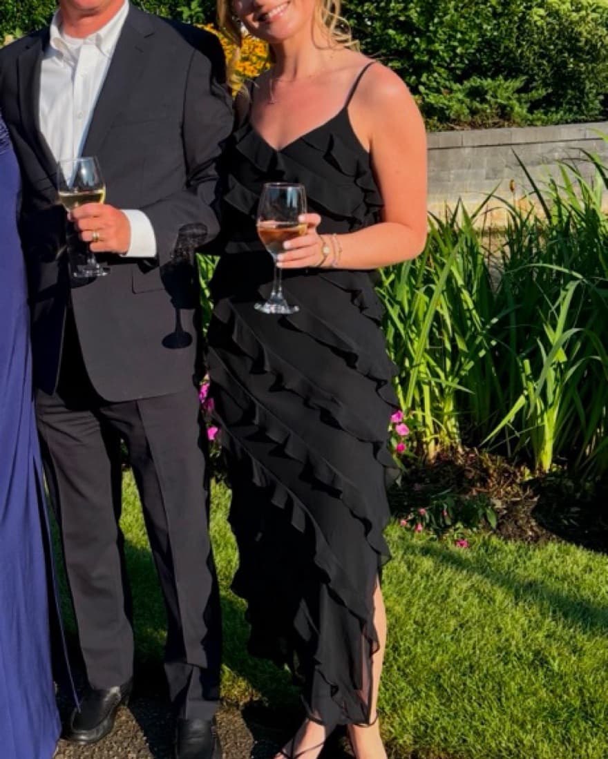 Black Ruffled Maxi Dress with slit - Image 4