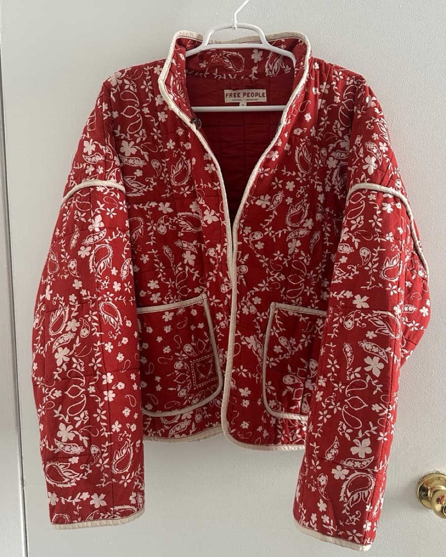Free People Red Chloe Quilted Jacket - Image 3