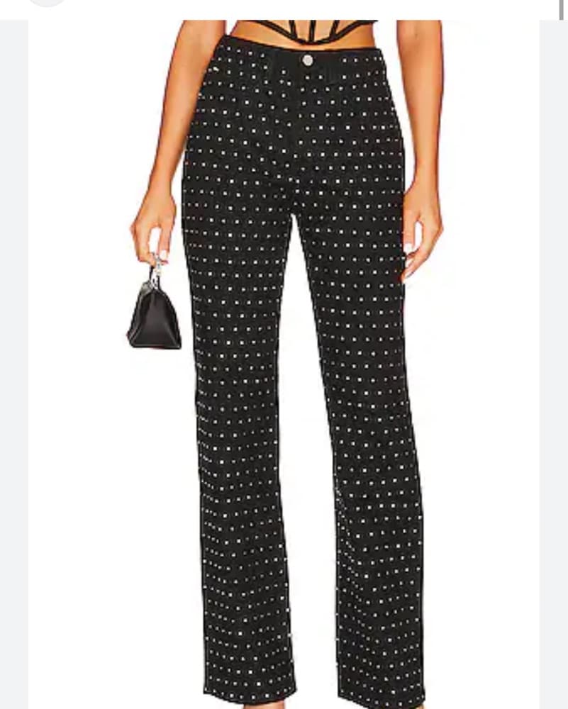 Black Rhinestone Straight Leg Jeans - Image 2