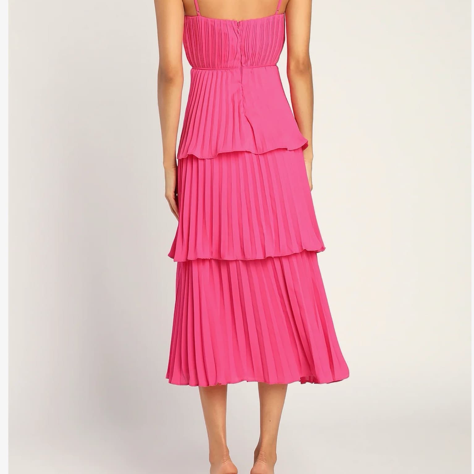Lulu’s Tiered Bustier Midi Dress - Pink - Image 4