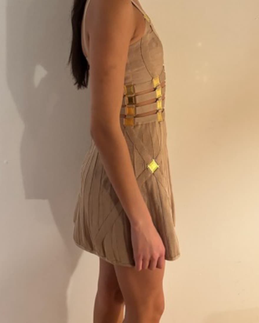 Brown Dress With Gold Detailing - Image 2