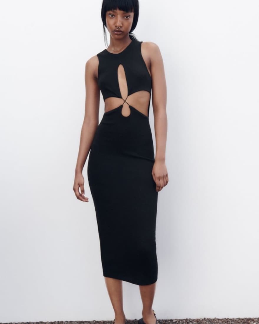 Zara Black Cut out Midi Dress - Image 1