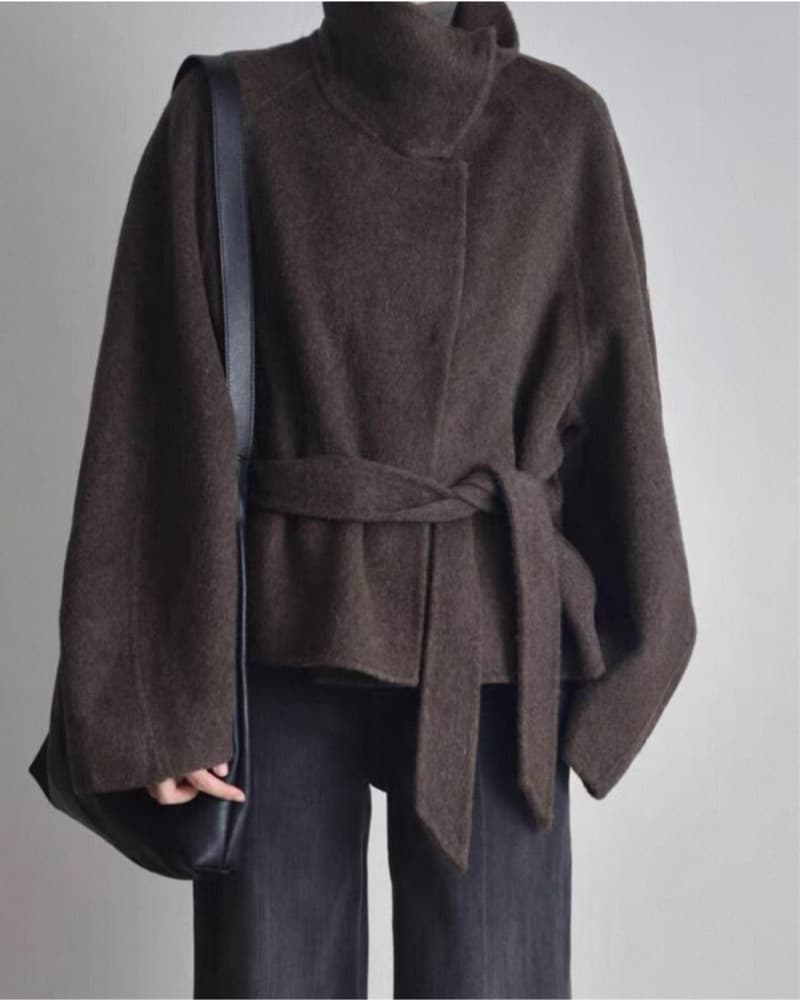 Belted Brown Wool Coat - Image 1