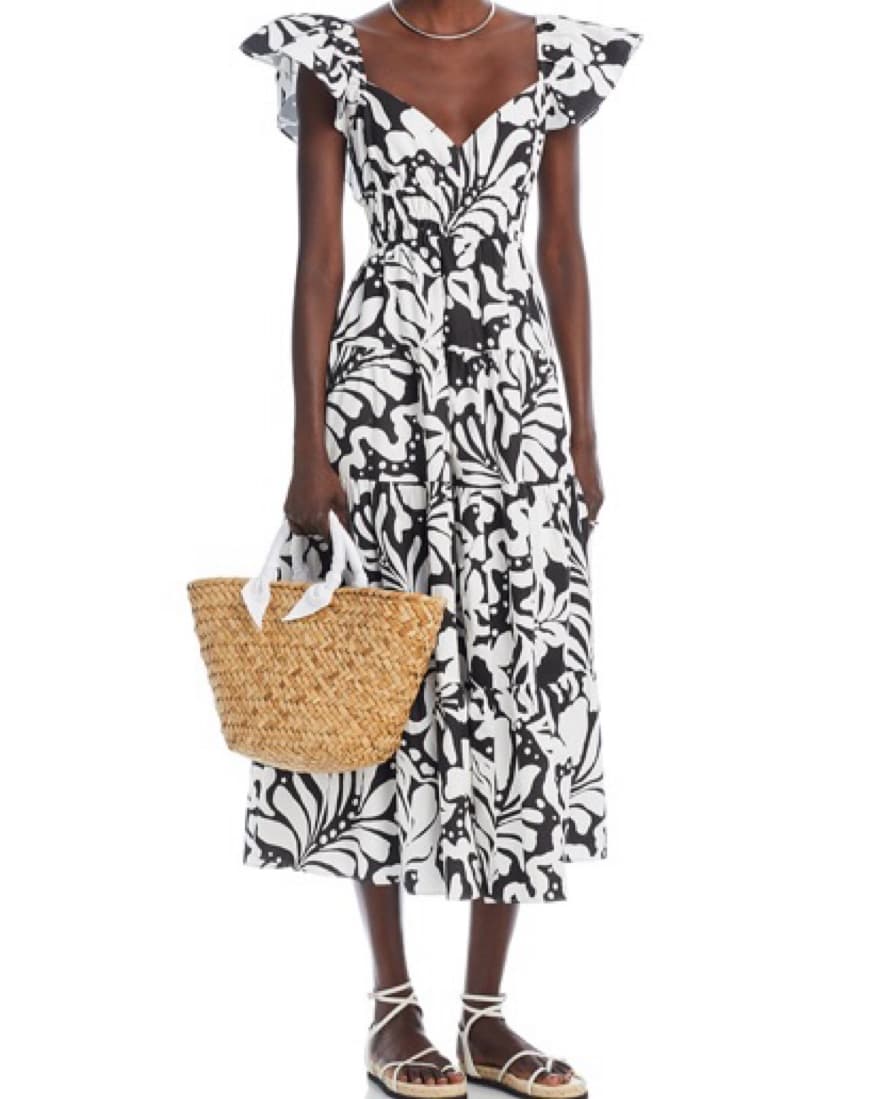 Puff Sleve Floral Midi Dress - Image 4