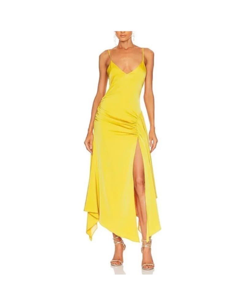Stunning Yellow Satin Slip Dress - Image 1