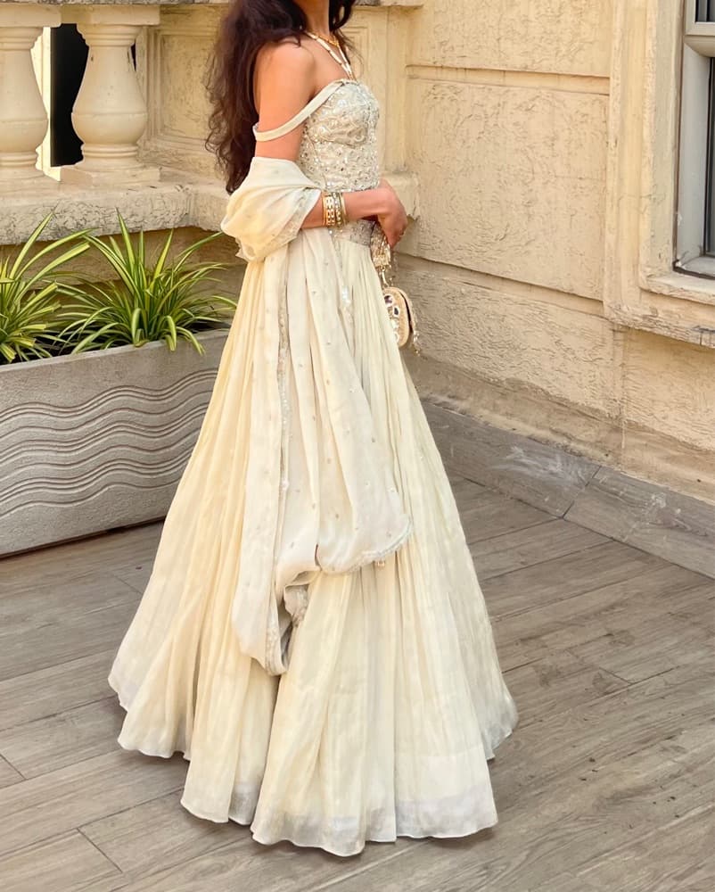abhinav mishra inspired Beige Corset top Lehenga  - Image 3