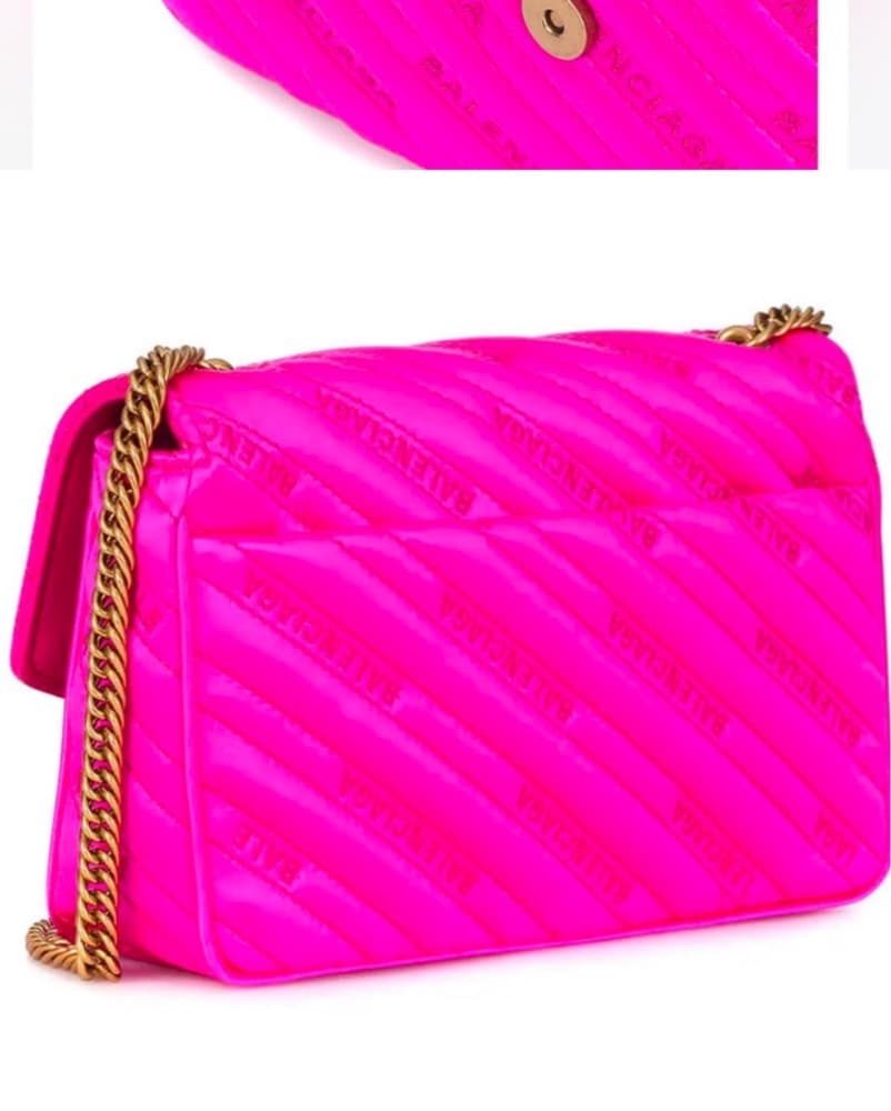 Balenciaga Hot Pink Satin Jacquard Purse - Image 2