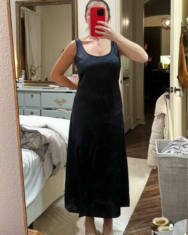 Crescent Navy Satin Tank Dress!  - Image 3