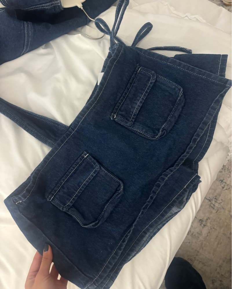 Lioness Denim Backless Set with Pockets - Image 4