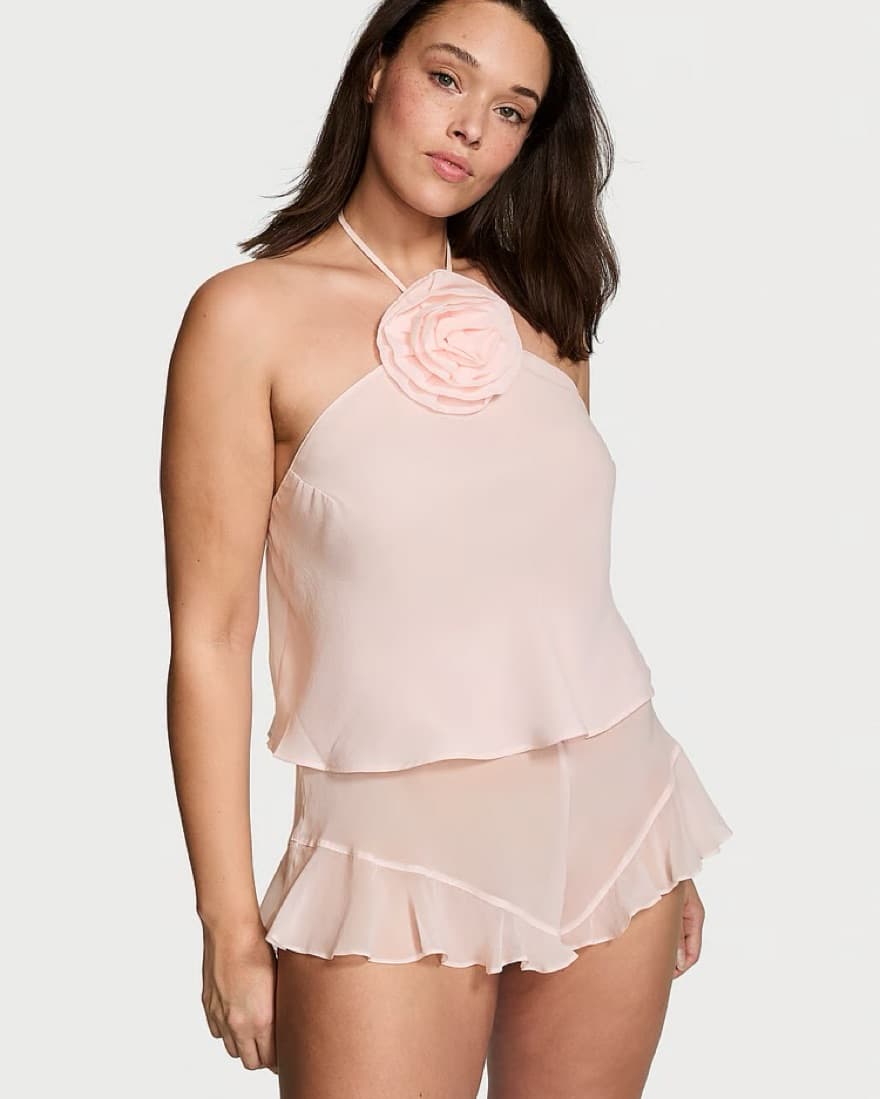 VS Pink Rosette Halter and Shorts Set - Image 2
