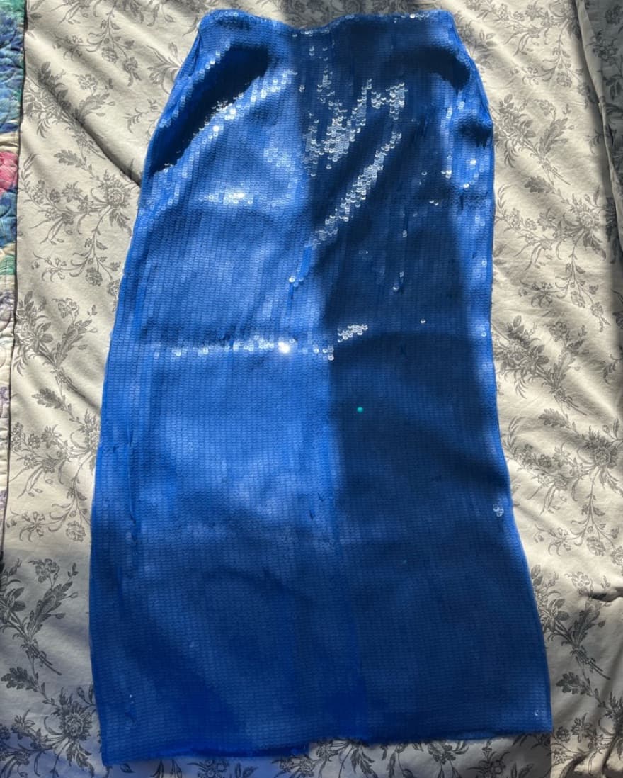Zara Blue Sequin Midi Skirt  - Image 3