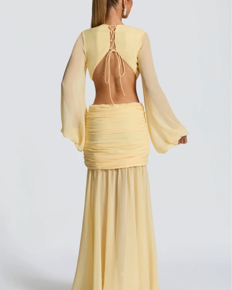 Striking Yellow Maxi Dress - Image 3