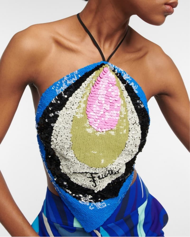 EMILIO PUCCI Sequin Halter Top - Image 1