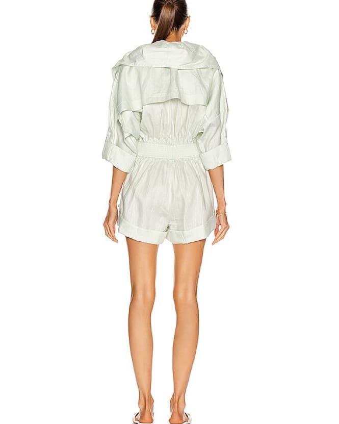 Zimmermann Roll Cuff Linen Playsuit - Image 2
