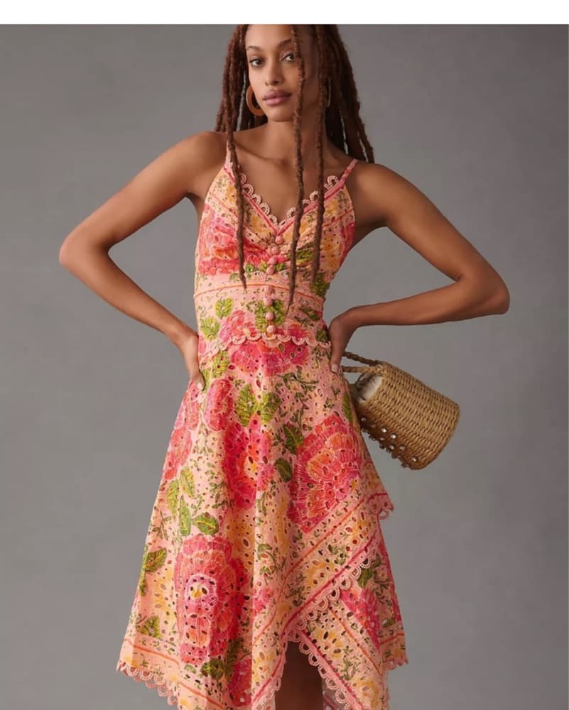 Farm rio Eyelet Midi Floral Dress  - Image 1