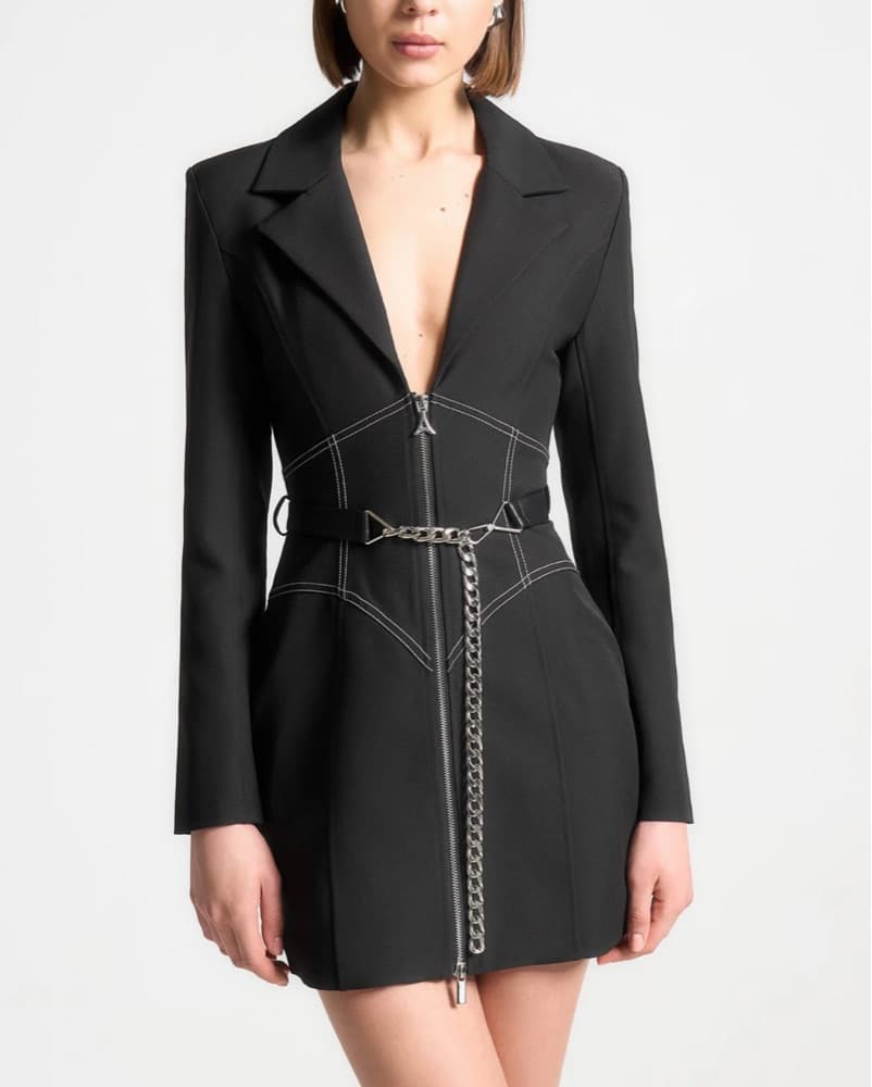 Corset Blazer Dress With Chain - Image 1