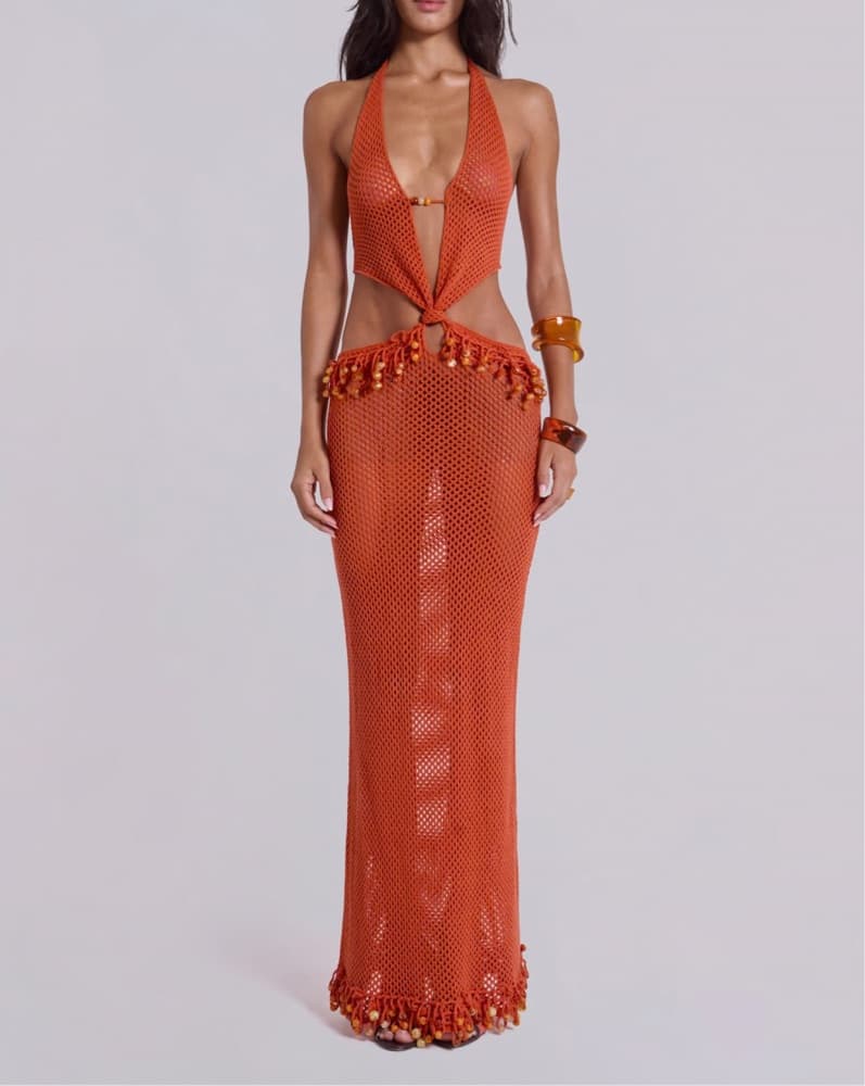 Jaded London - Naida Beaded Crochet Maxi - Image 1