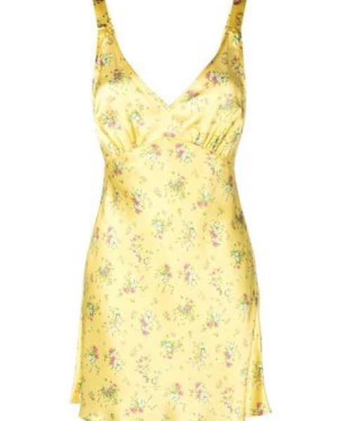 Reformation Yellown Silk Mini Dress - Image 3