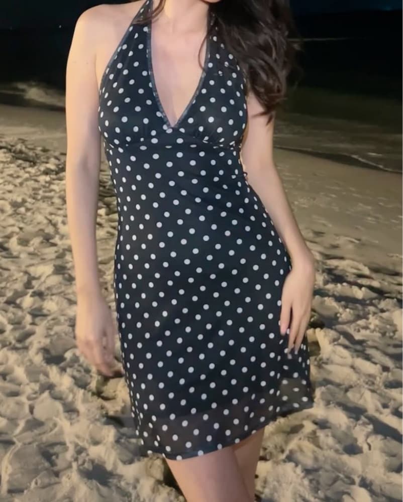 Polka Dot Halter Dress - Image 2