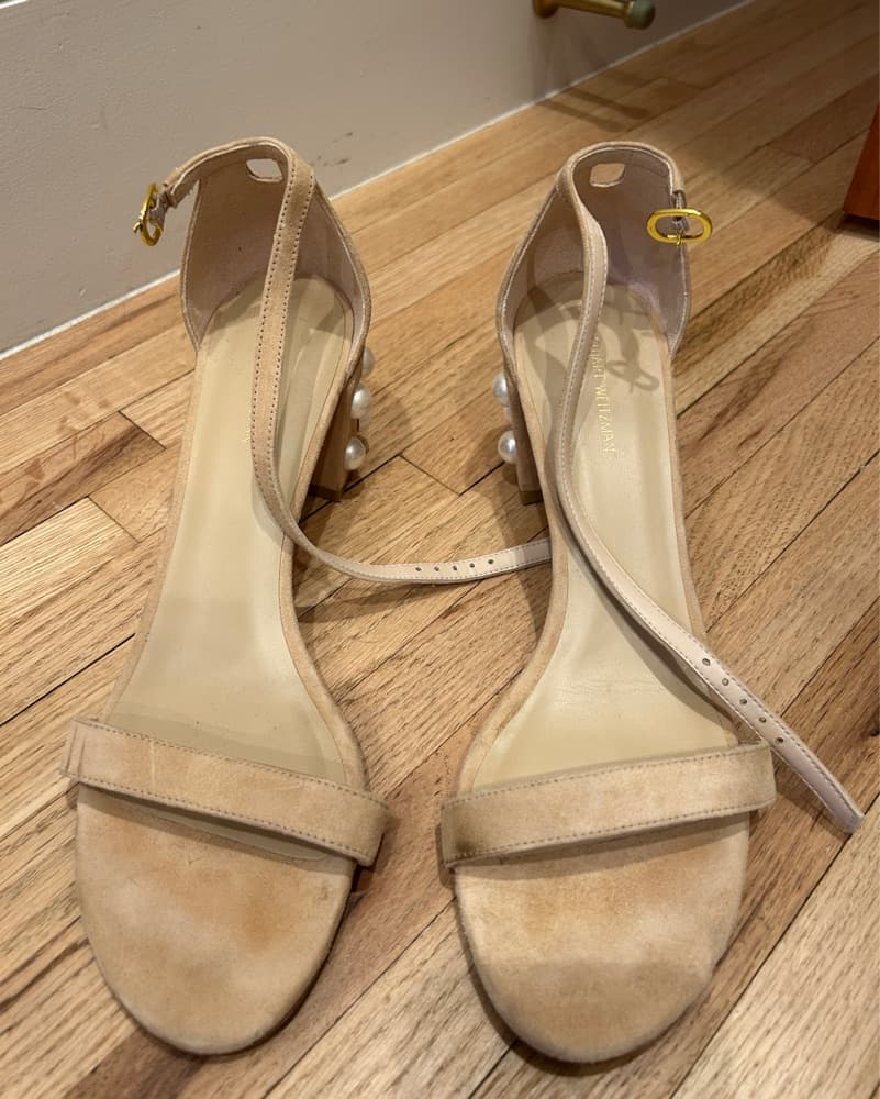 Stuart weitzman Nude Heels With Pearls  - Image 4