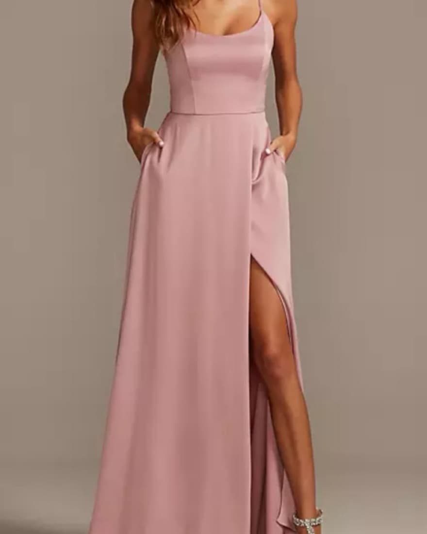 Satin Spaghetti Strap Dress - Image 1