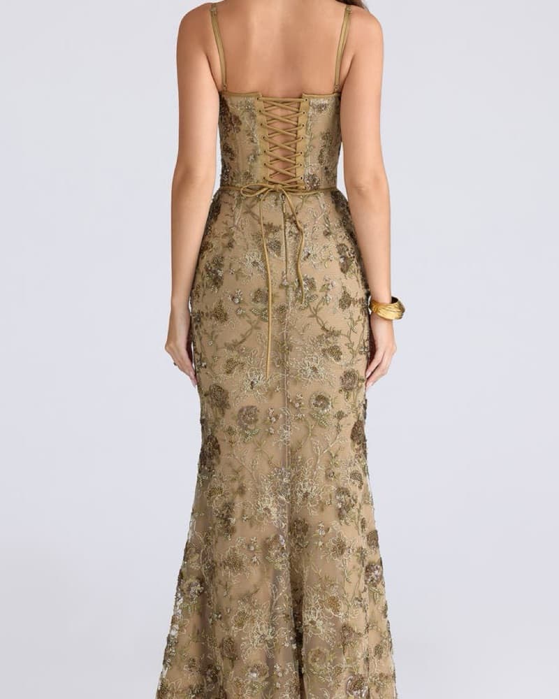 Exquisite Floral Sequin Gown - Image 4