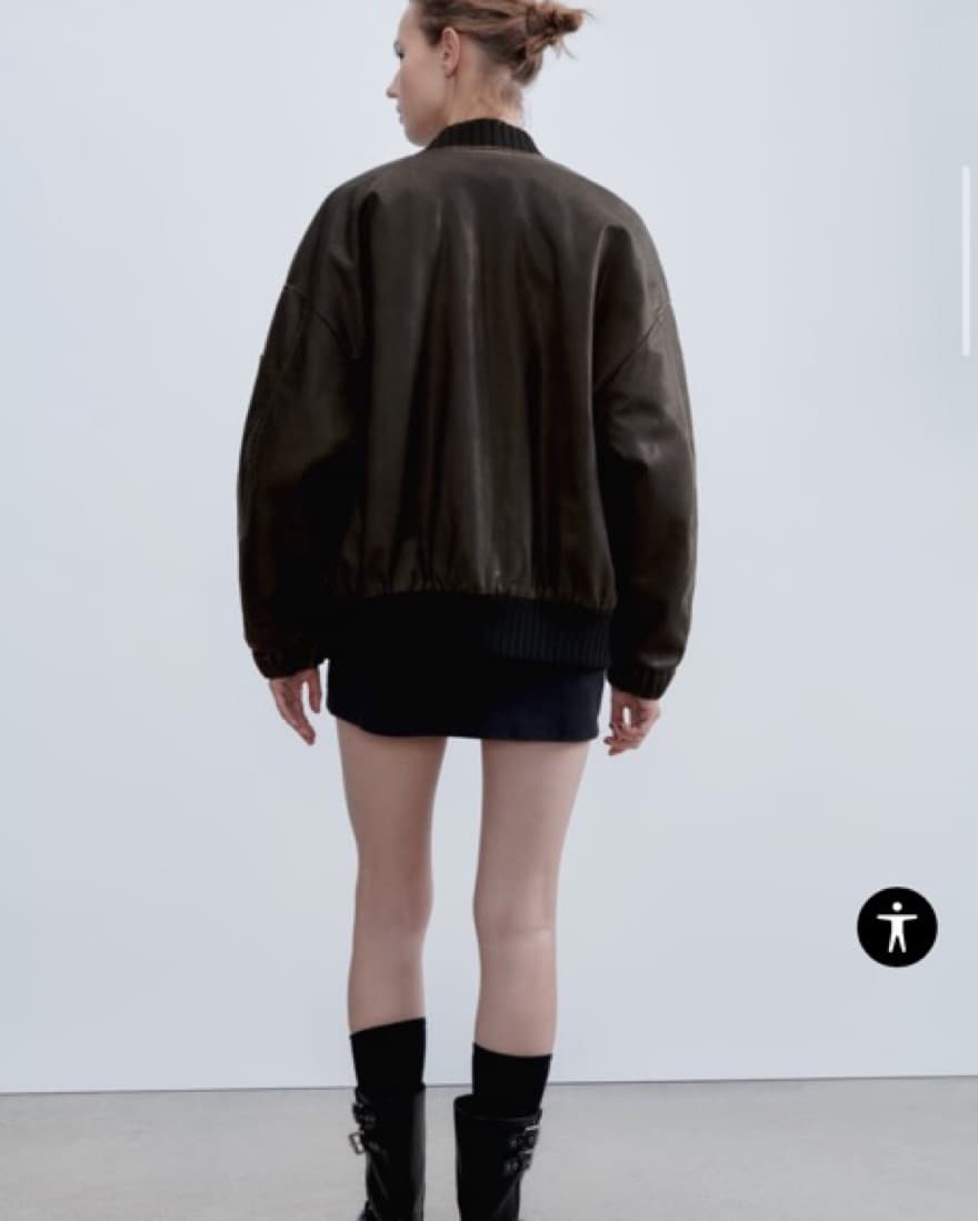 Zara Brown Bomber Jacket - Image 4