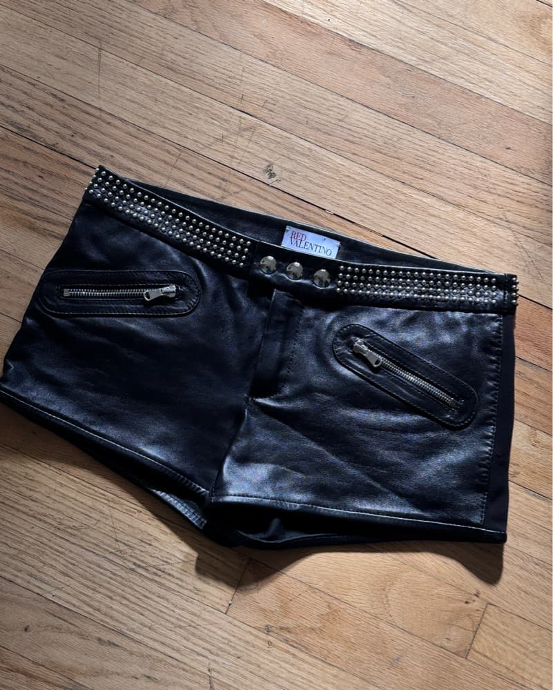Low Rise Real Leather Hot Shorts - Image 5